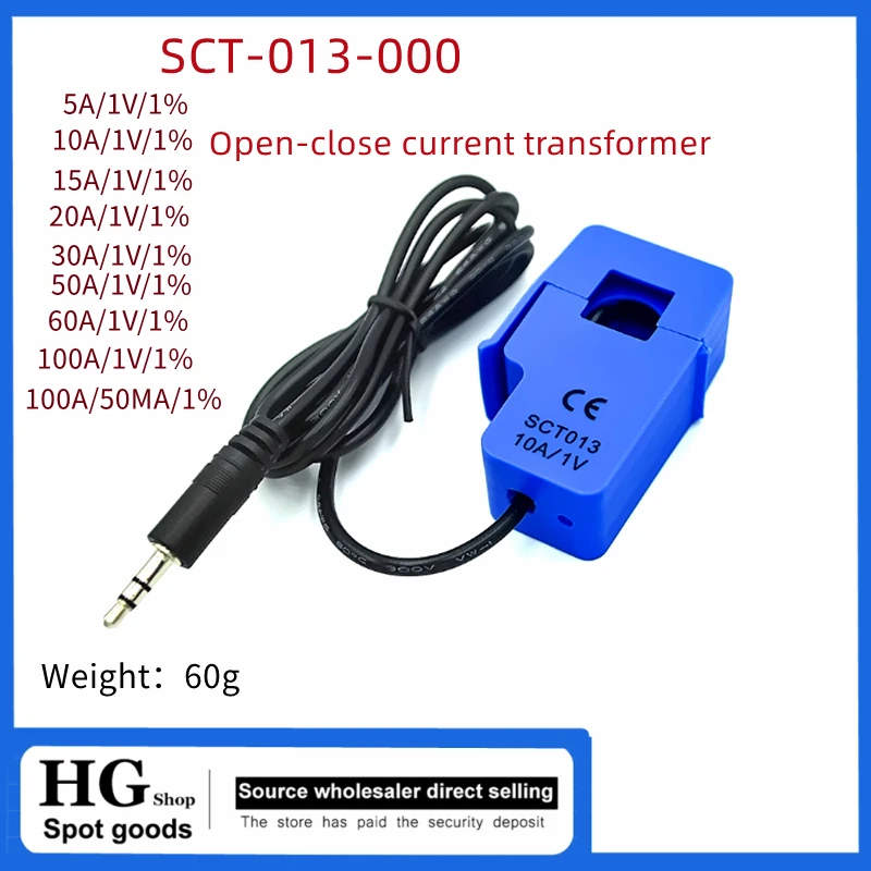 SCT-013-000 10A 30A 50A 100A Open-Close Current Transformer SCT013 Non-invasive AC Current Sensor Split Core Current Transformer