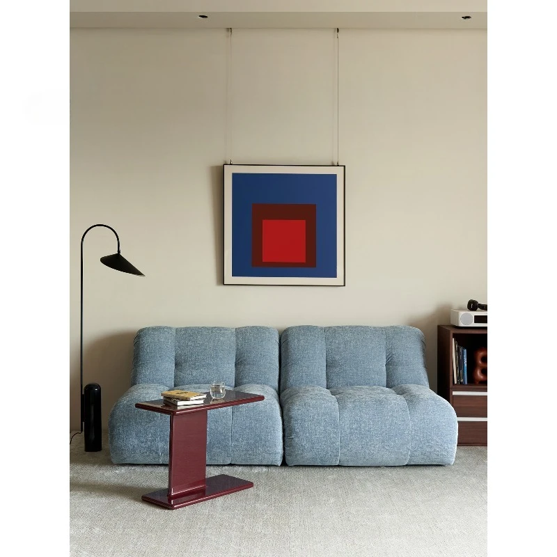 Fabric retro sofa straight row module double living room French small apartment