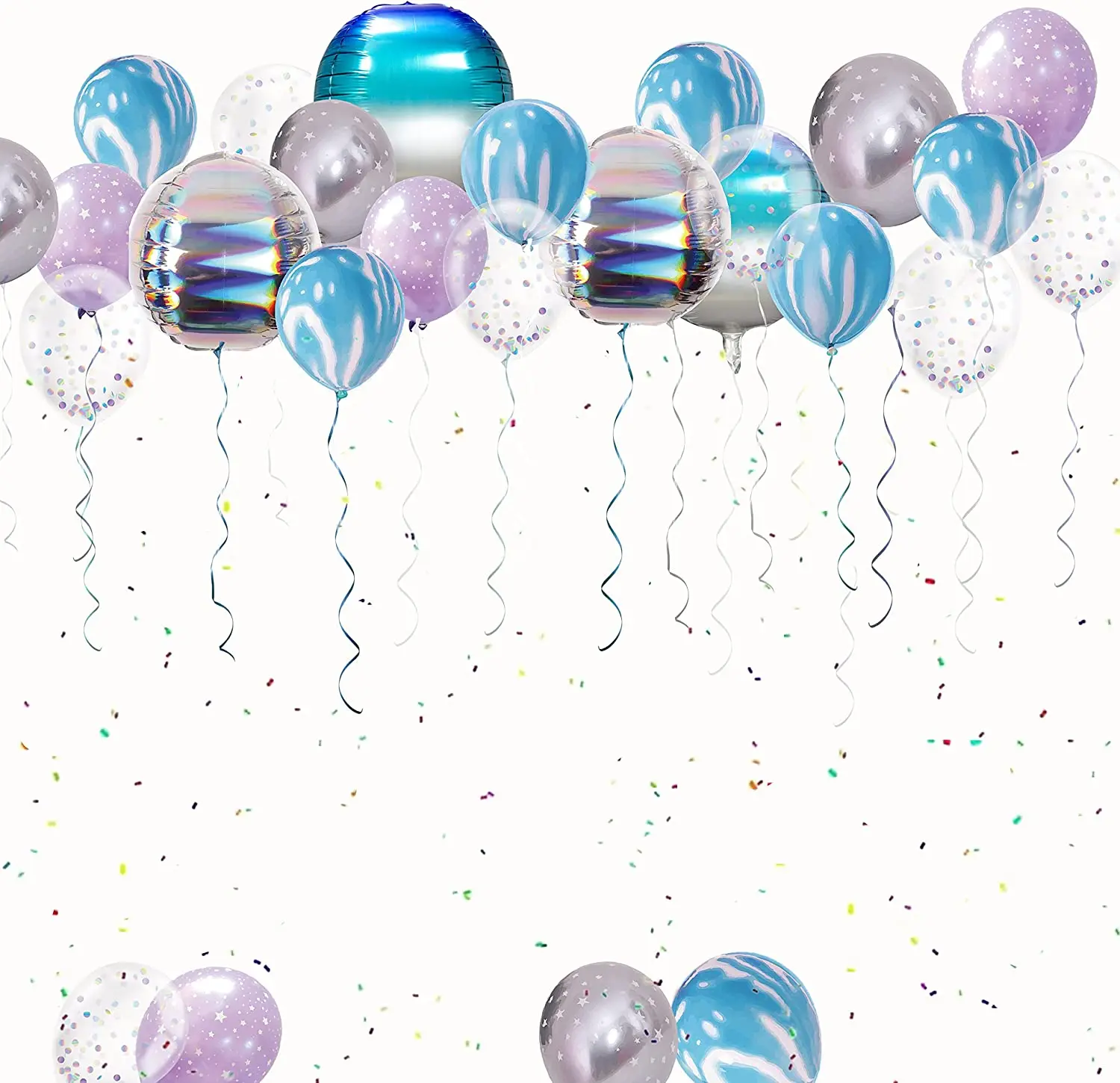 Iridesent Party Latex Foil Balloon Decorations for Girls Holographic Birthday Party Wedding Baby Shower Wedding Balloon Supplies