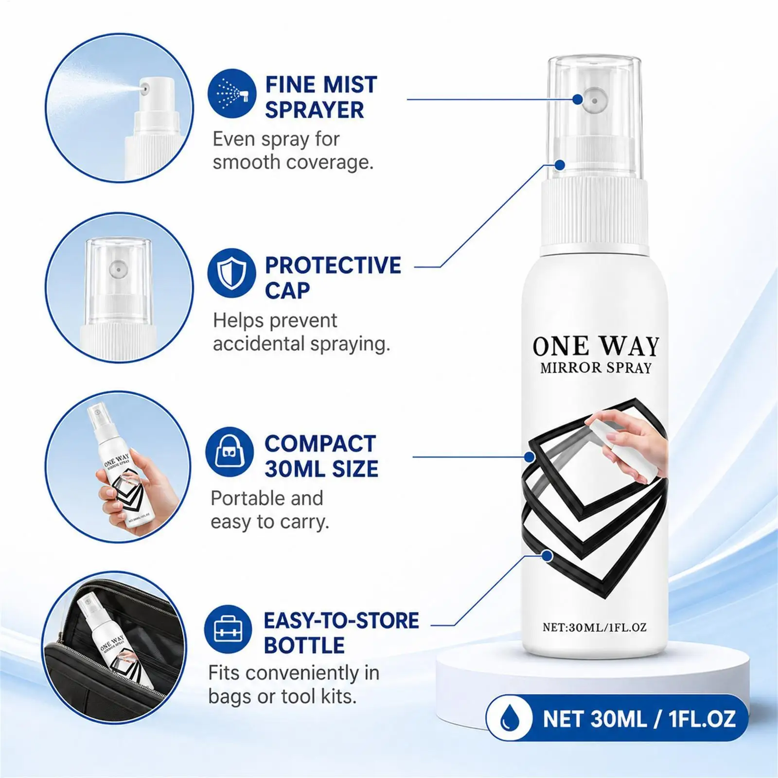 30ml Window Privacy Spray Removable Reflective Coating UV-Blocking Heat Shield Glass Tint for Home Office Car Windows view 6