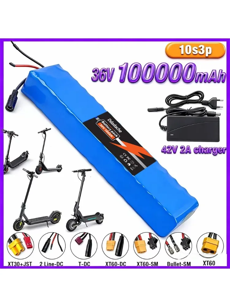 10S3P 36V 100Ah Oplaadbare lithiumbatterij 500W Power Modified Fiets elektrische scooter Voertuig met BMS - afbeelding 2