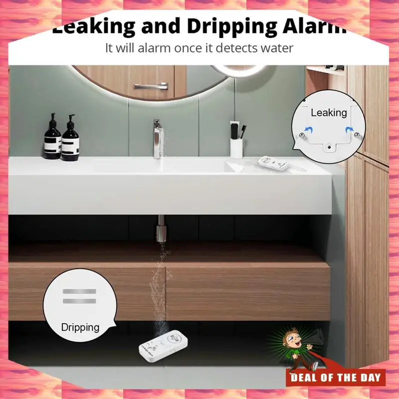 تسليم 24 ساعة مستشعر المياه 90Db إنذار كاشف تسرب المياه تنبيه مراقبة التسريبات والتنقيط إنذار لقاعدة الحمام المطبخ