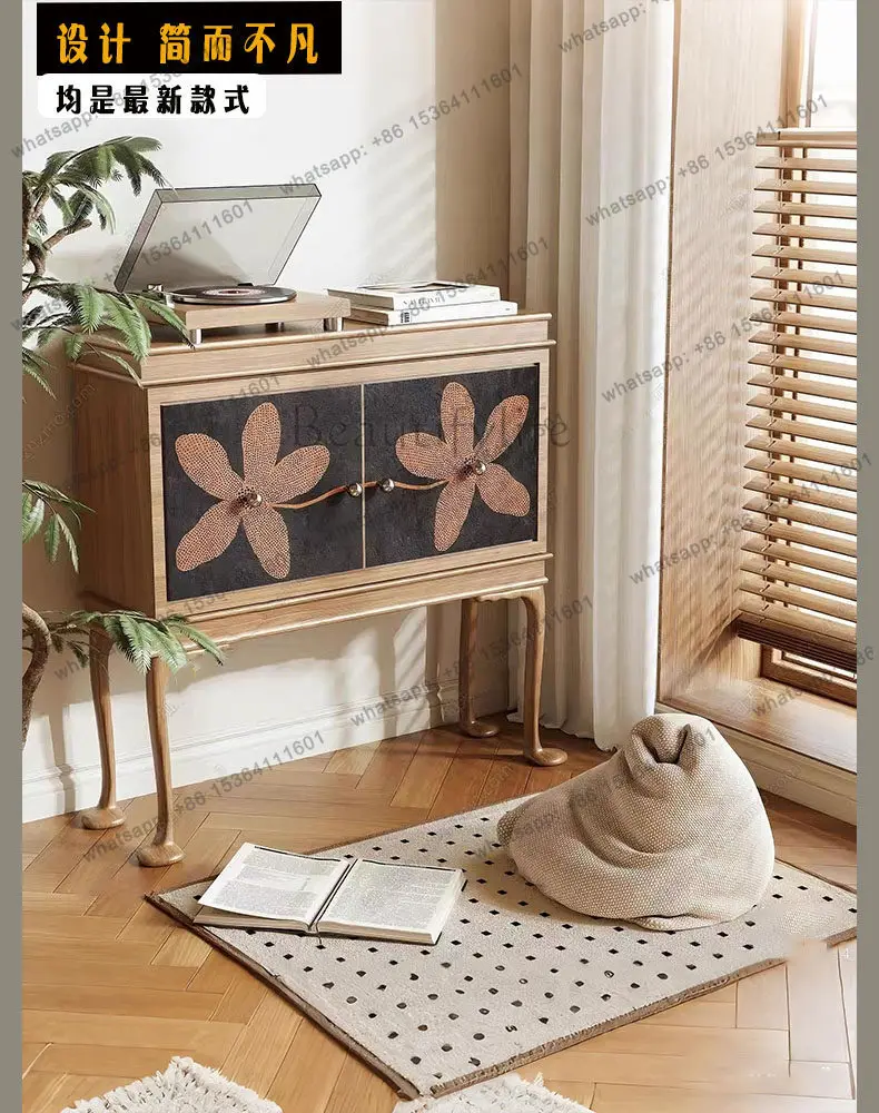 Solid wood corridor end aisle decorative cabinet premium ultra-thin French entrance cabinet