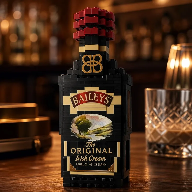 Baileys Irish Cream Bottle Building Blocks Model DIY Brick Ornament for Home Bar Desktop Decoration