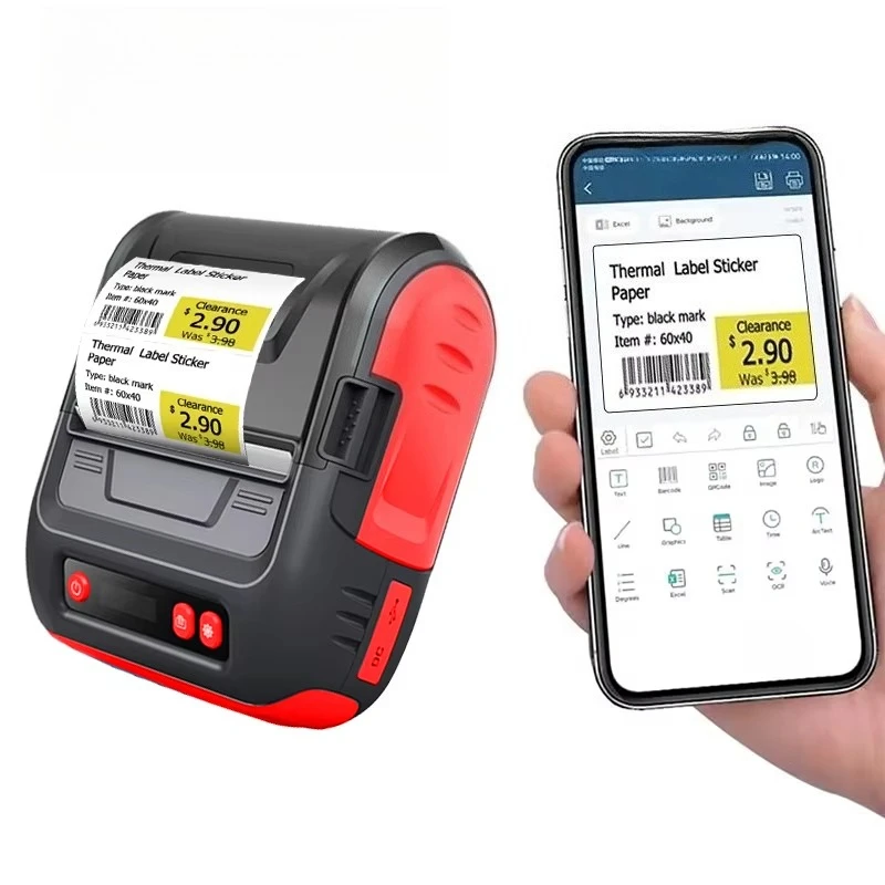 Portable Label Maker 80mm Price Sticker Warehouse Storage Shelf Label Shipping Package Label Tag Printer