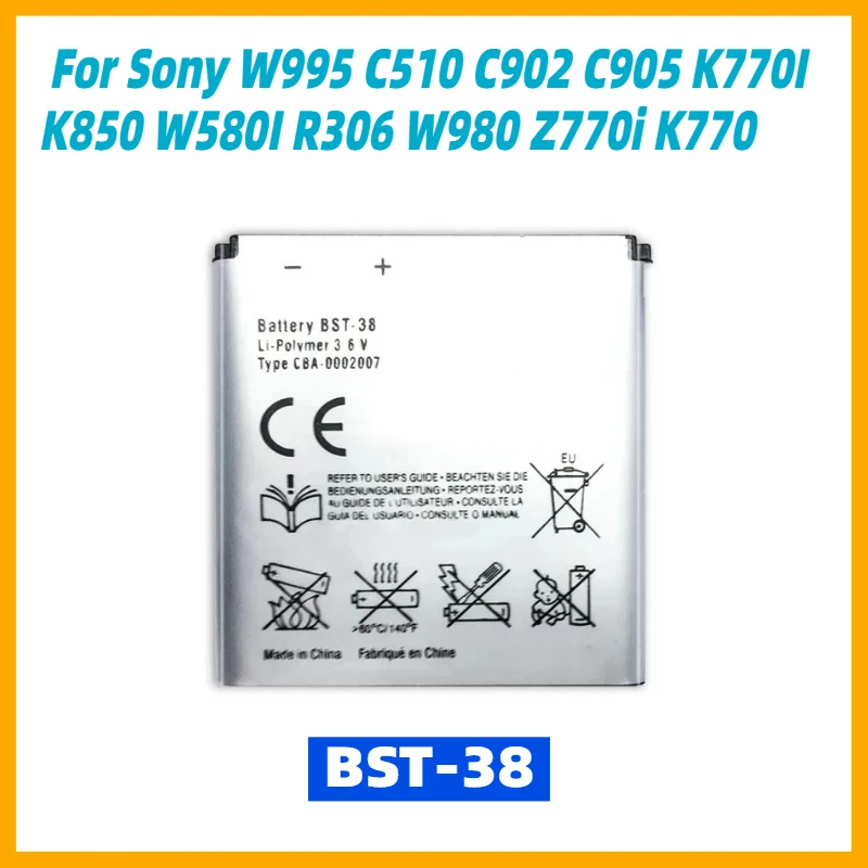 

2 шт./лот BST-38 аккумулятор для телефона Sony Ericsson W995 C510 C902 C905 K770I K850 W580I R306 W980 Z770i K770