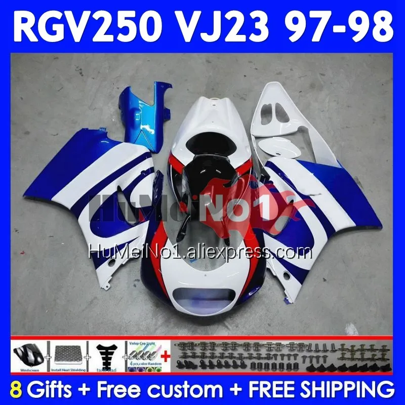 Factory blue Bodys Kit For SUZUKI RGVT250 SAPC RGV 250 VJ23 97-98 110No.9 RGV-250 VJ 23 RGVT-250 RGV250 97 98 1997 1998 Fairing