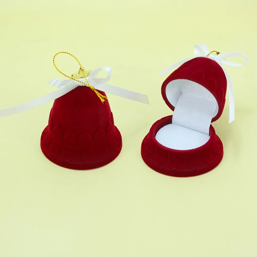Wedding Christmas Jewelry Box Storage Mini Crown Snowflake Bell Rings Box Anti-collision Romantic Flannel Jewelry Organizer