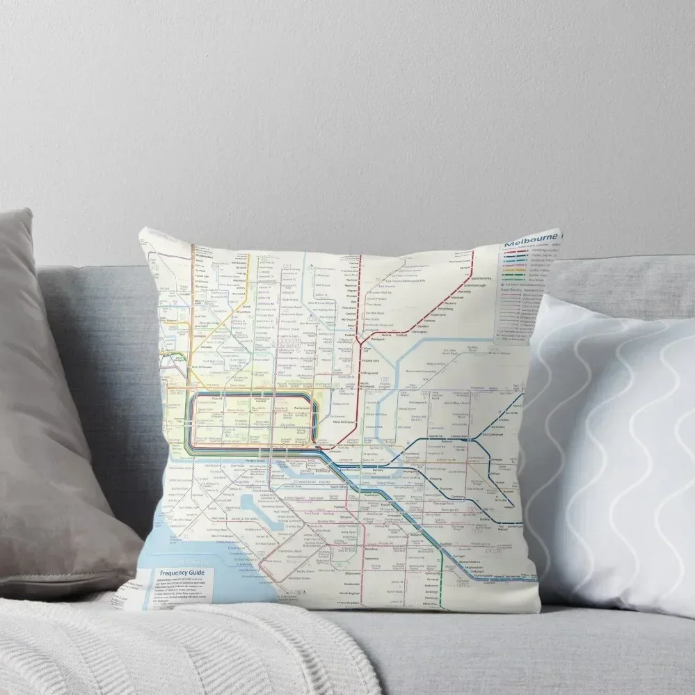 Melbourne train and tram map Throw Pillow Decorative Cushion Anime pillow