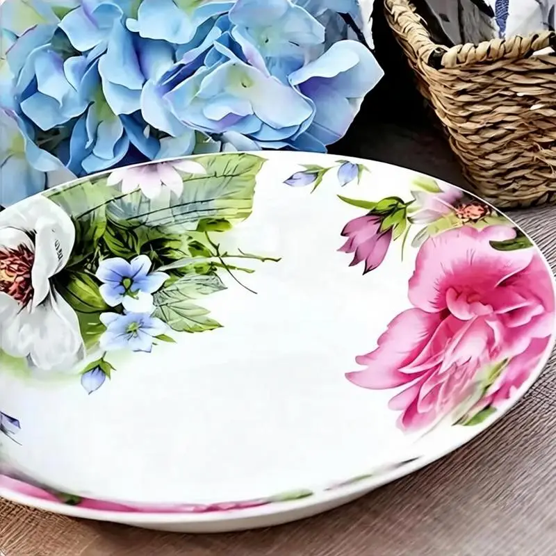 7.5 inch, bone china dinner soup plate, chinese porcelain dinnerware decorative plate, japanese cooking serving dish, chafing