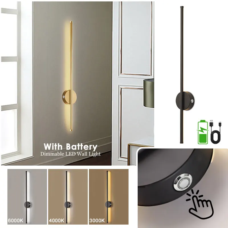 

5200 mAh Wireless Battery Operated LED Wall Sconce USB Rechargeable Wall Lights Remote Control Touch Switch Dimmable Wall Lamps