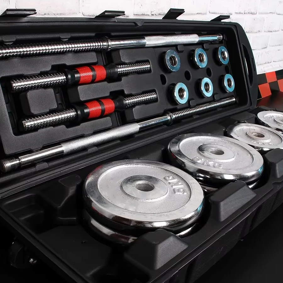 

Factory Direct 6kg-50kg Chrome Plated Cast Iron Dumbbell Set for Men and Women, Export Strength Training Wholesale with Bar