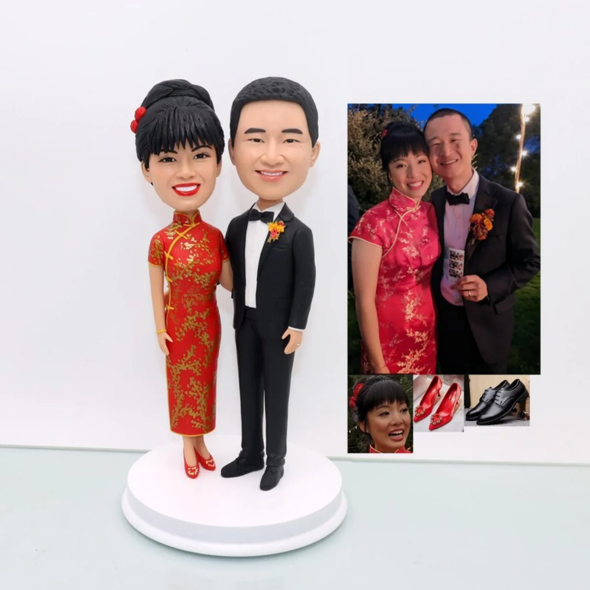 Custom Wedding Couple Bobblehead From Photo Personalized Bride Groom Figurine Handmade Gift Anniversary Keepsake