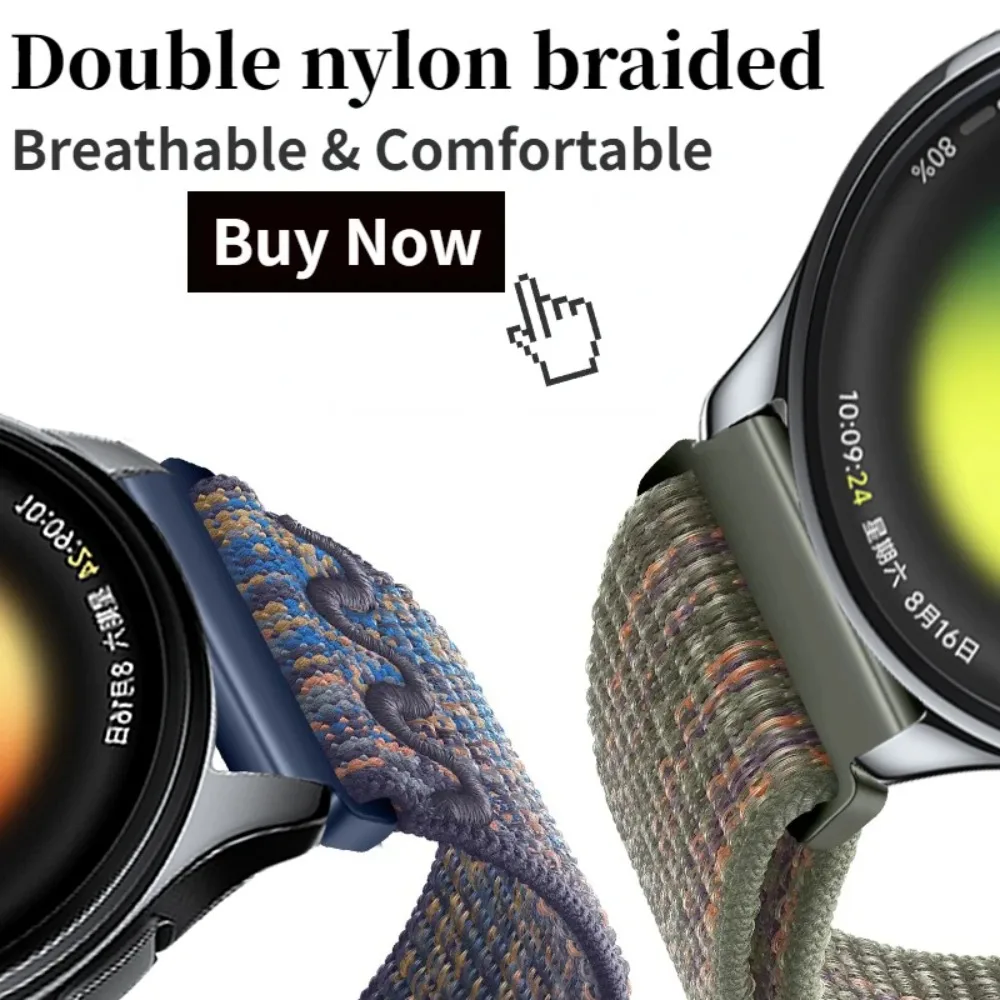 20mm 22mm Nylon Loop Strap for Xiaomi Watch 5 S5-S4-S3-S2 Bracelet Band OPPO Watch S X3 X2 Oneplus Watch 4 3 2 2R Lite Wristband