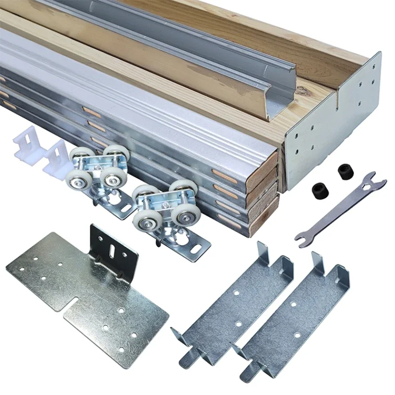 Hardware adjustable sliding door damper system modern wood style pocket door hardware kit