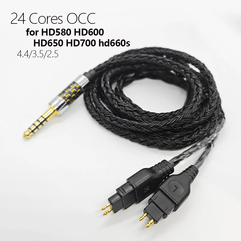 

4.4mm Balanced HD580 HD600 HD650 HD660S HD58x HD6xx Headphone 2.5mm 3.5mm 24 Cores 99% 7N OCC Earphone For Sennheiser Cable