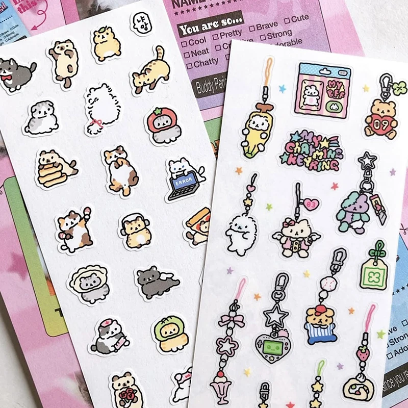 1/3 Sheets Korean Cute Graffiti Style Rabbit Cartoon Stickers Kawaii Animal Decals Hand Account Diary Scrapbook StickerHot Sale