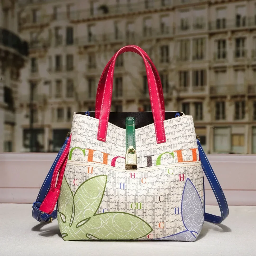 2026-ch-bag-spring-summer-new-fashion-print-pattern-commuter-casual-single-shoulder-crossbody-tote-bucket-bag