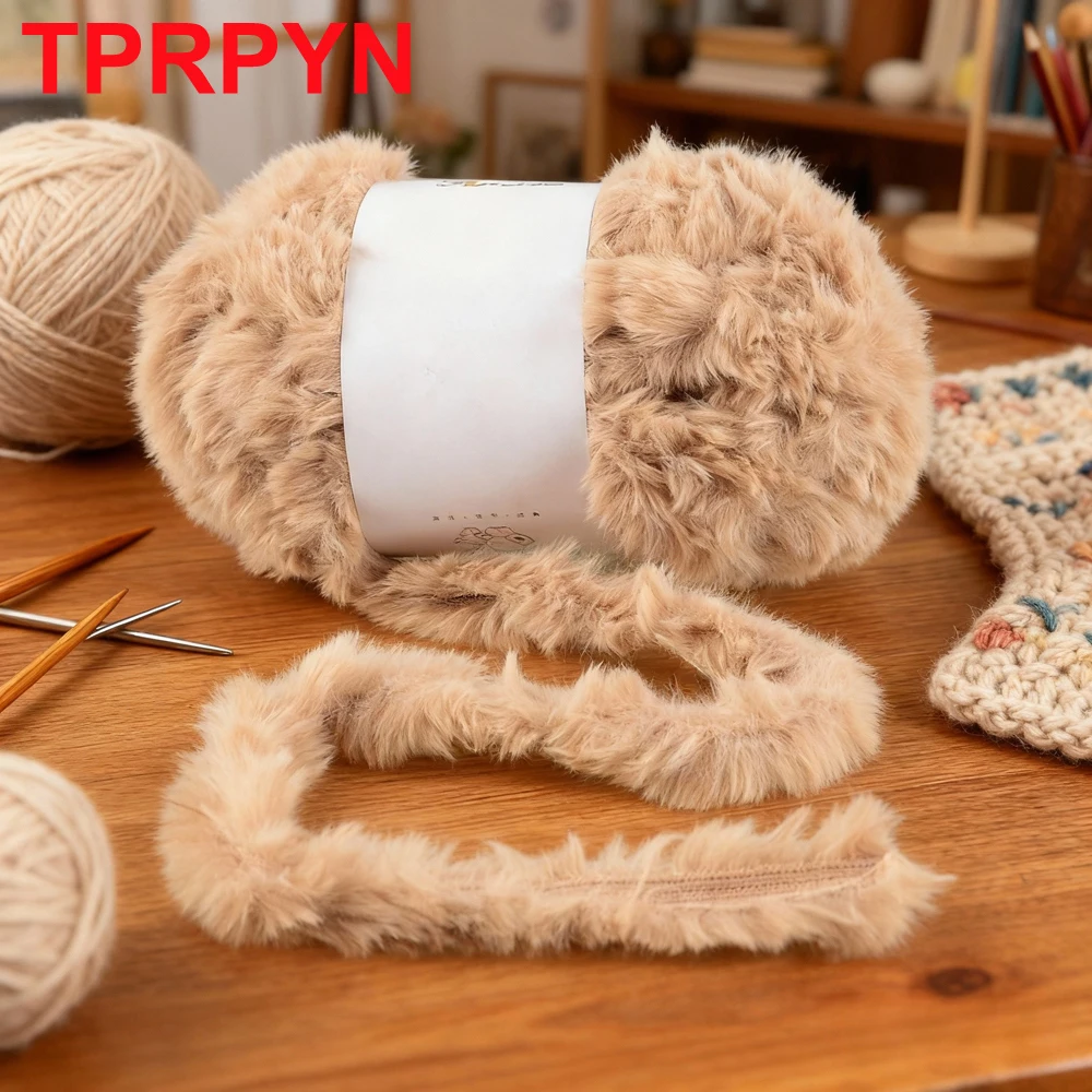 1 Stück 100 g super klobiges Fellgarn zum Handstricken, flauschig, weich, warm, Häkellinie zum Stricken von Pullovern, Manteln, Schals, Mützen, langen Plüschfäden – Detail 9