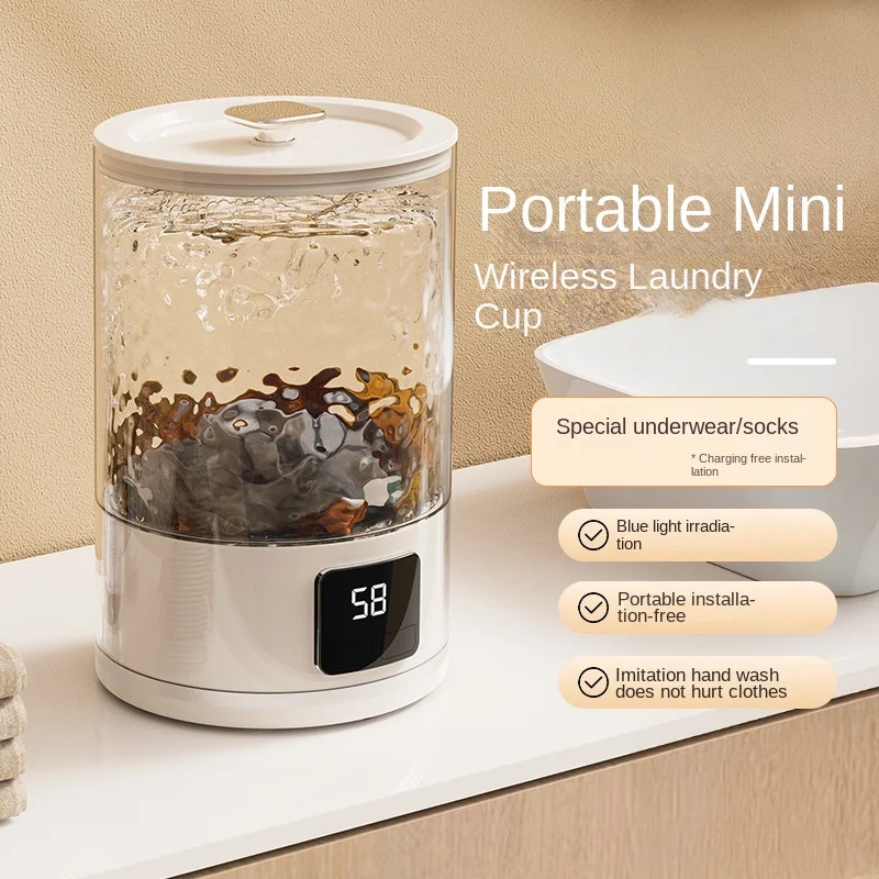 

Quality Guarantee Portable Mini Washing Machine Fully Automatic English USB Multifunctional for Household Use Plastic Battery