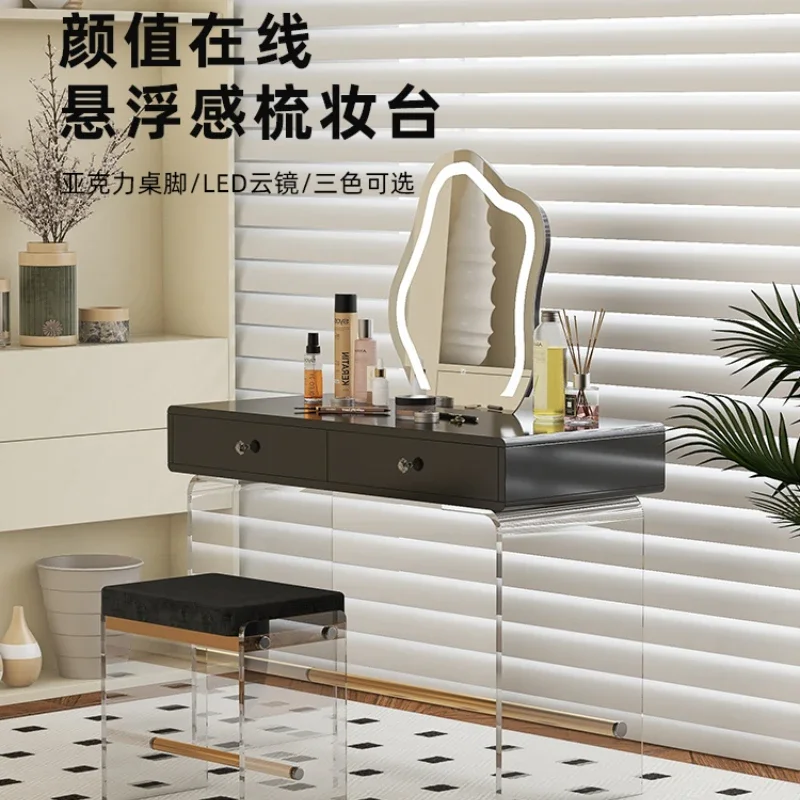 Acrylic dresser, net celebrity, ins-style, transparent cream, light luxury, small dressing table, bedroom, simple and modern