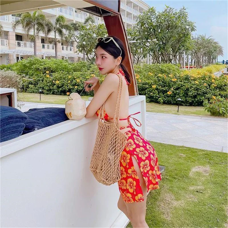 Costumi da bagno da donna 2024 Bikini da donna Costumi da bagno stampati Backless Sexy Tankini Cinturino in tre pezzi Costume da bagno primavera calda M-XL