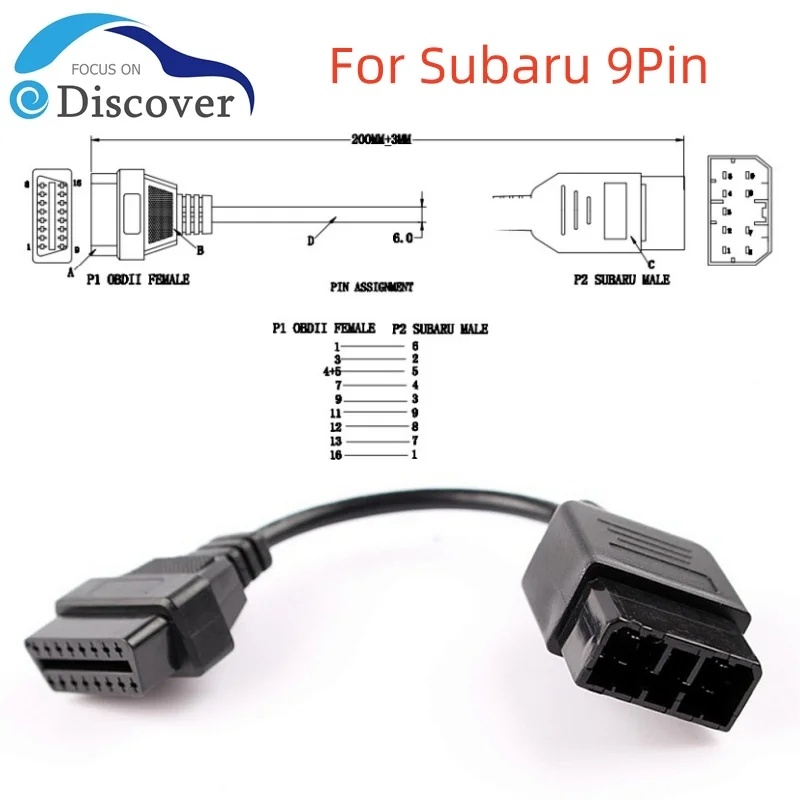 

NEW OBD2 Extension Cable For Subaru 9Pin cable OBD1 to obd2 16 pin lead diagnostic interface cable 9 pin OBDII extension cord