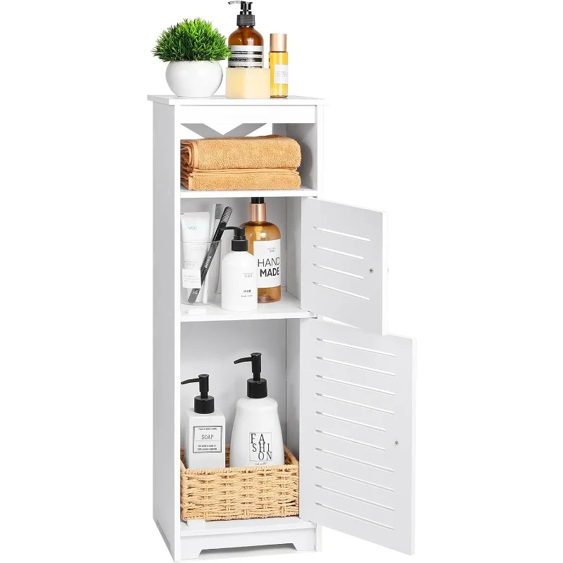 

Bathroom Storage Cabinet with 1 Tier Shelf and Double Door, Free Standing Storage Organizer Hallway Entryway Cabinet
