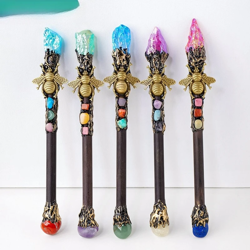 

Натуральный цвет, хрустальный камень, волшебная палочка, украшение, кристалл, полудрагоценный камень, скипетр, индивидуальная палочка на Хэллоуин