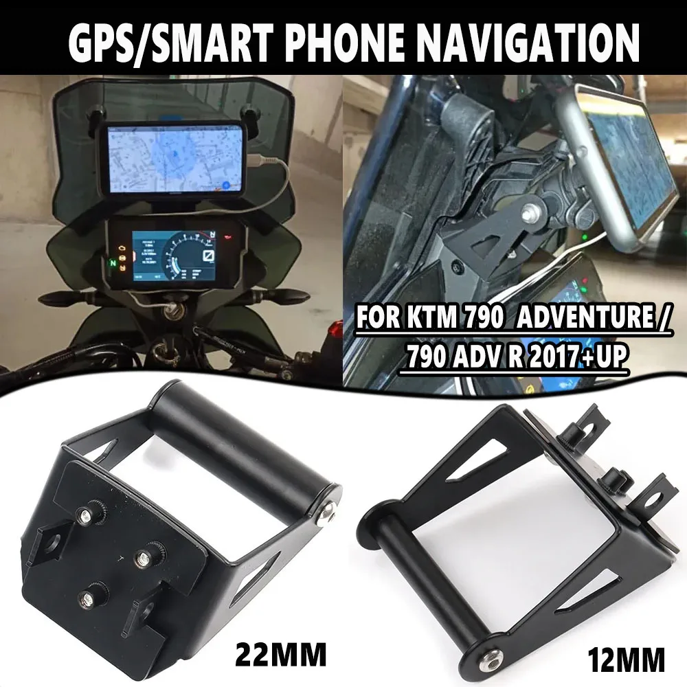 Accessory For KTM 390 890 ADV R 2019 - 2021 Motorcycle Black GPS/SMART PHONE Navigation GPS Plate Bracket Adapt Holder 12MM/22MM