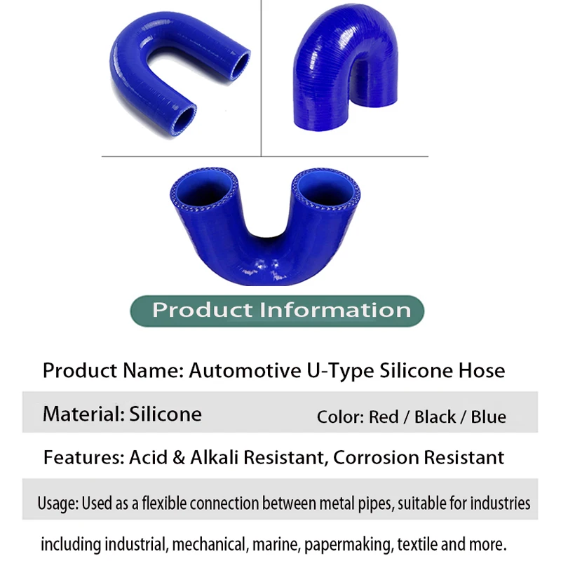 High Quality 180 Degree U-Type Silicone Hose ID 8-83mm Turbo Intercooler Pipe Intake Radiator Coolant Customizable&Versatile