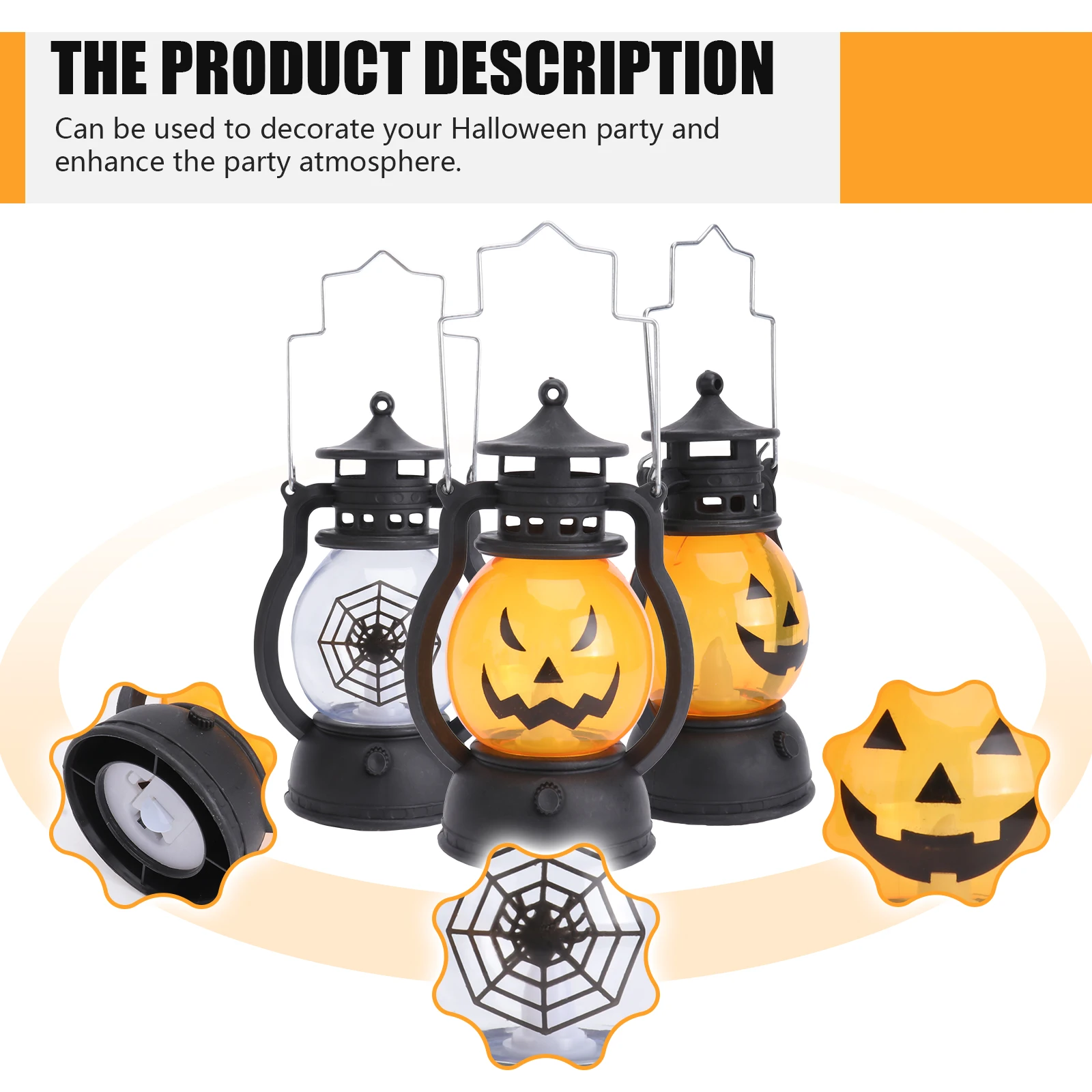 4Pcs Halloween Pumpkin Lamp Retro LED Retro Handheld Lantern Decor Party Night Light Decoration Halloween Pumpkin Lamp