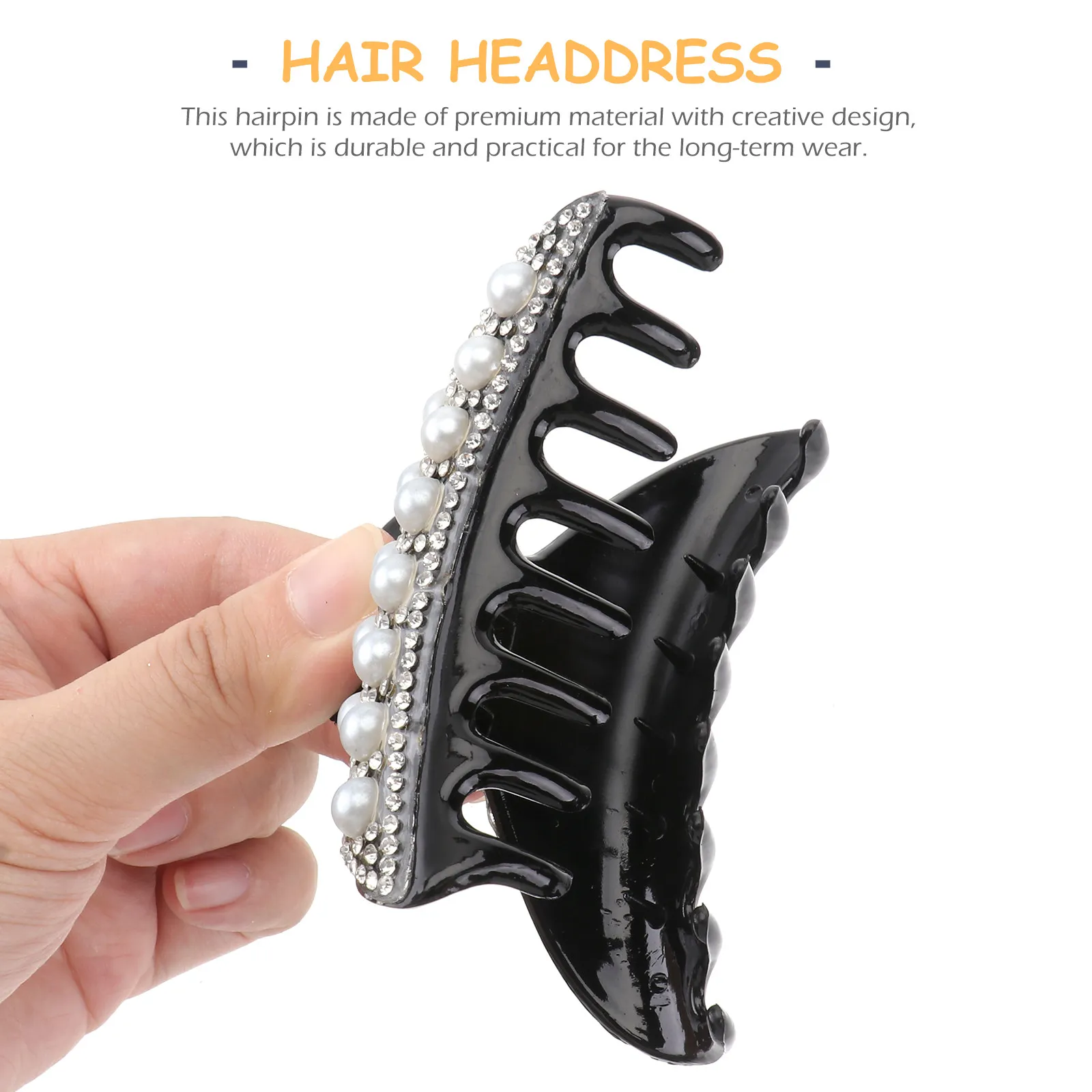 

2Pcs Pearl Hair Claws Strong Hairpin Clips Ponytail Holder for Women Girls Bathing Hair Accessories Rhinestone Hairgripper