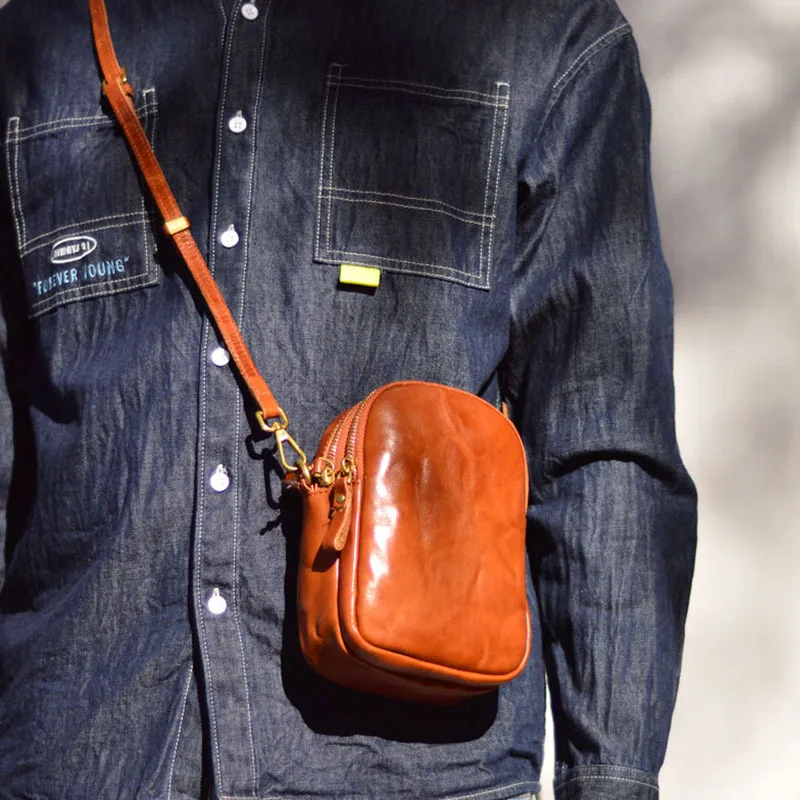 AETOO الأصلي الرجال حقيبة جلدية صغيرة الصيف الهاتف المحمول واحد الكتف حقيبة كروسبودي على ظهره الرجال جلد البقر الترفيه الحضرية المشارك #6