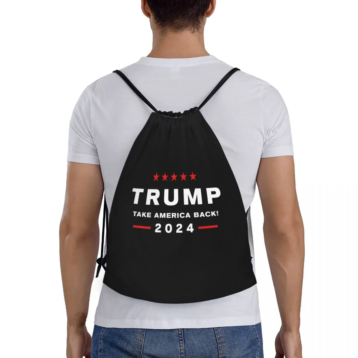 Sac à dos de sport portable pour hommes et femmes, sac à provisions, sac à dos Wstring, proximité arrière, Trump 2024 US America