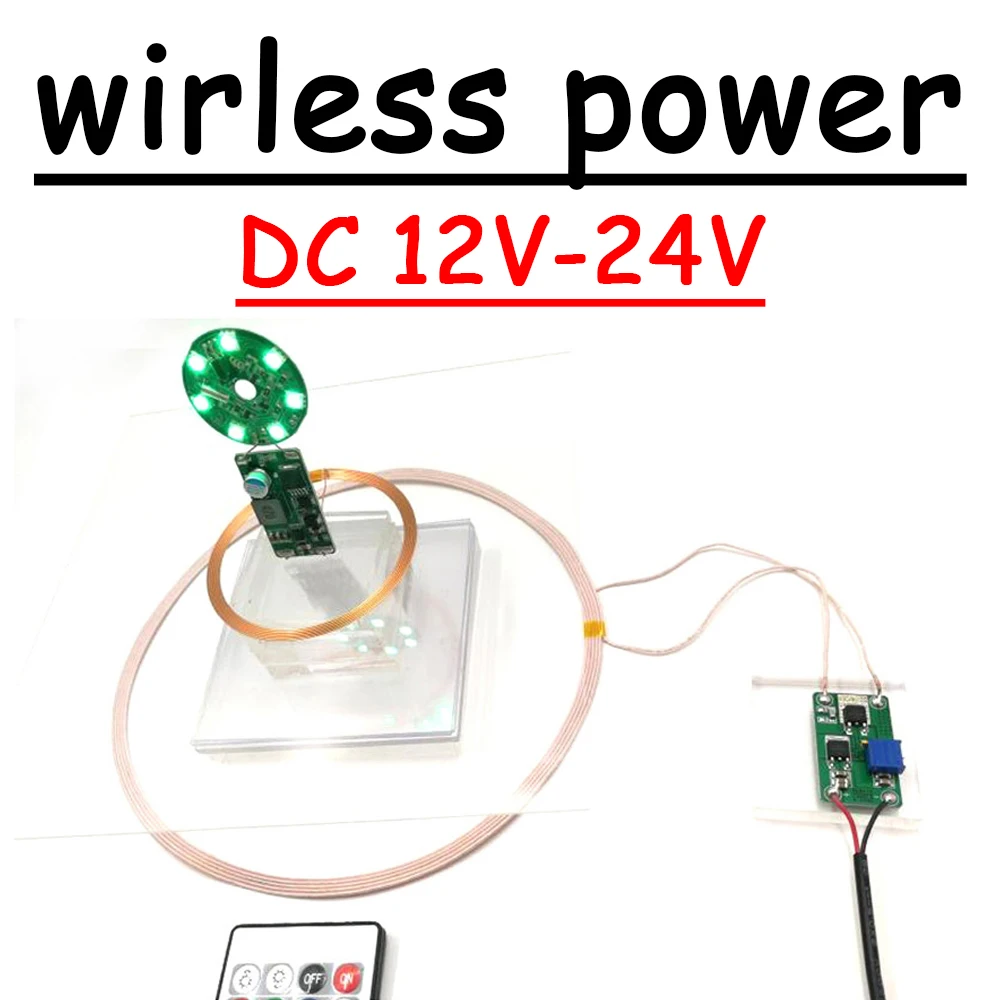 Módulo de Carregamento de Alimentação sem Fio Full Color Led Controle Remoto Bobina de Luz Ambiente Carregador Transmissor e Receptor dc 12v 24v