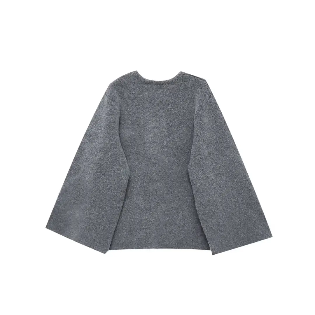 2025 mulher moda estilo europeu e americano inverno nova malha manga dividida rendas cardigan jaqueta outerwear mujer