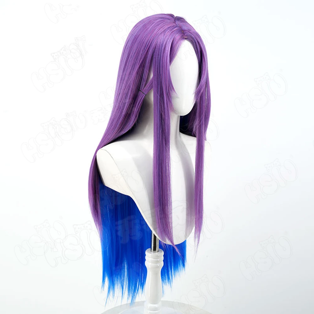 Game The Blade Dancer Irelia Cosplay Wig Blue purple layered long Wig Party Halloween Wig
