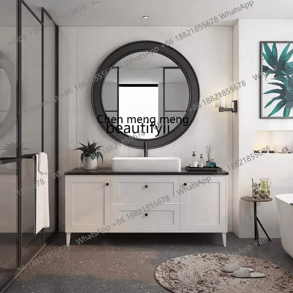 

SS 7304new style Light Luxury Bathroom Cabinet Combination Oak Bathroom Table Hand Washing Washbasin
