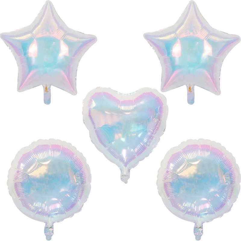 

2025 New-24PCS Laser Transparent Foil Balloon Star Heart Helium Air Globos For Kids Adult Birthday Wedding Baby Shower Decoratio