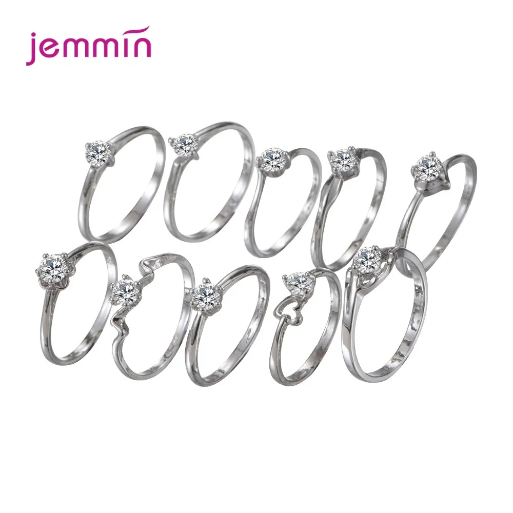 Fashion 100% Real 925 Sterling Finger Ring Classic Silver Jewelry For Women Wedding 10 Different Models For Option Random Size