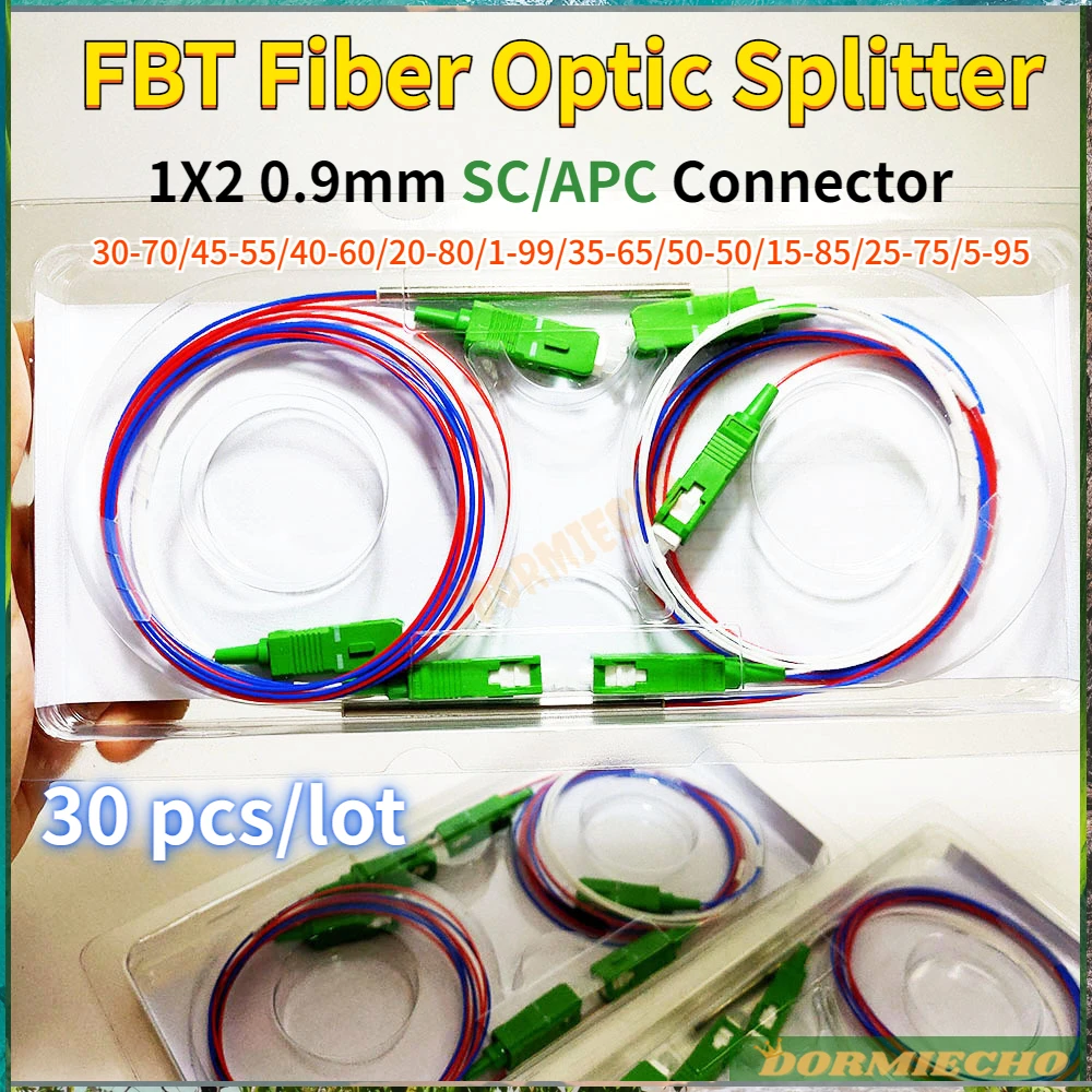 

20pcs/lot New Arrival 1x2 Fiber Optic FBT Splitter 0.9mm Optional Ratio Splitter with SC APC Connector Unbalanced Coupler FTTH