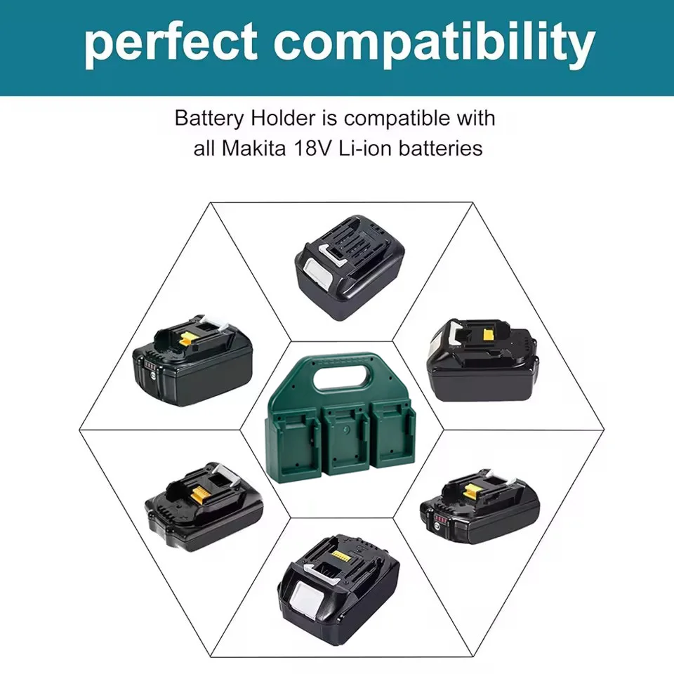 4/6-Fach Batteriehalter für Dewalt Makita Milwaukee 18V/14,4V Li-Ionen-Akkus mit Tragegriff – Detail 4