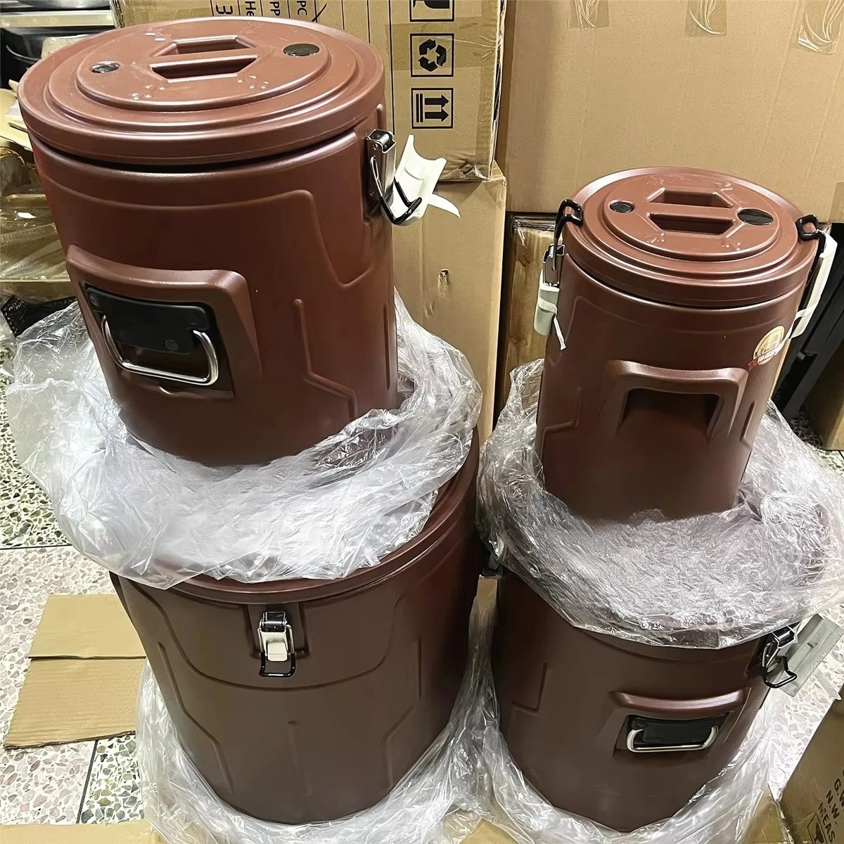 Stainless Steel High Quality 20 40 60 80L Insulated Thermal Barrel Big Capacity  Storage Box Food Warmer 4pcs Set