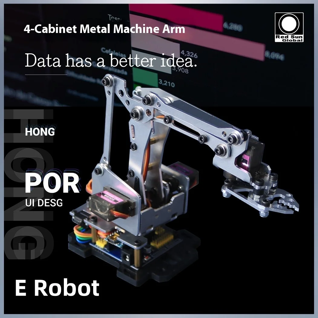 メタル4サーボロボットアーム、モバイルアプリ制御とロボットクロー付き、ArduinoロボットDIYアームキット