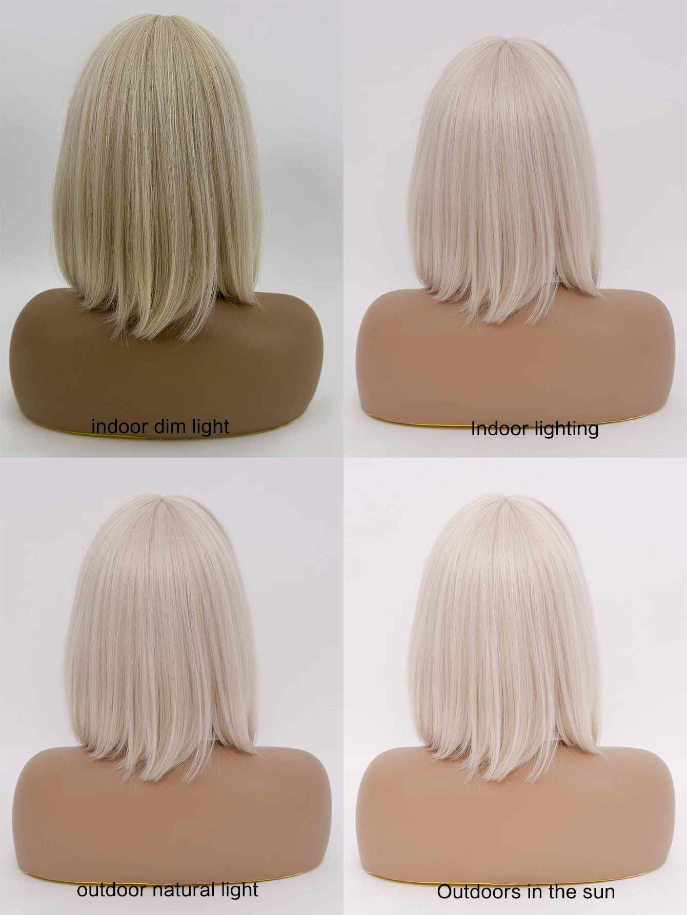 Beige blonde wig bob wig blonde short hair style high quality bangs wig heat resistant chemical fiber wig women daily festival u