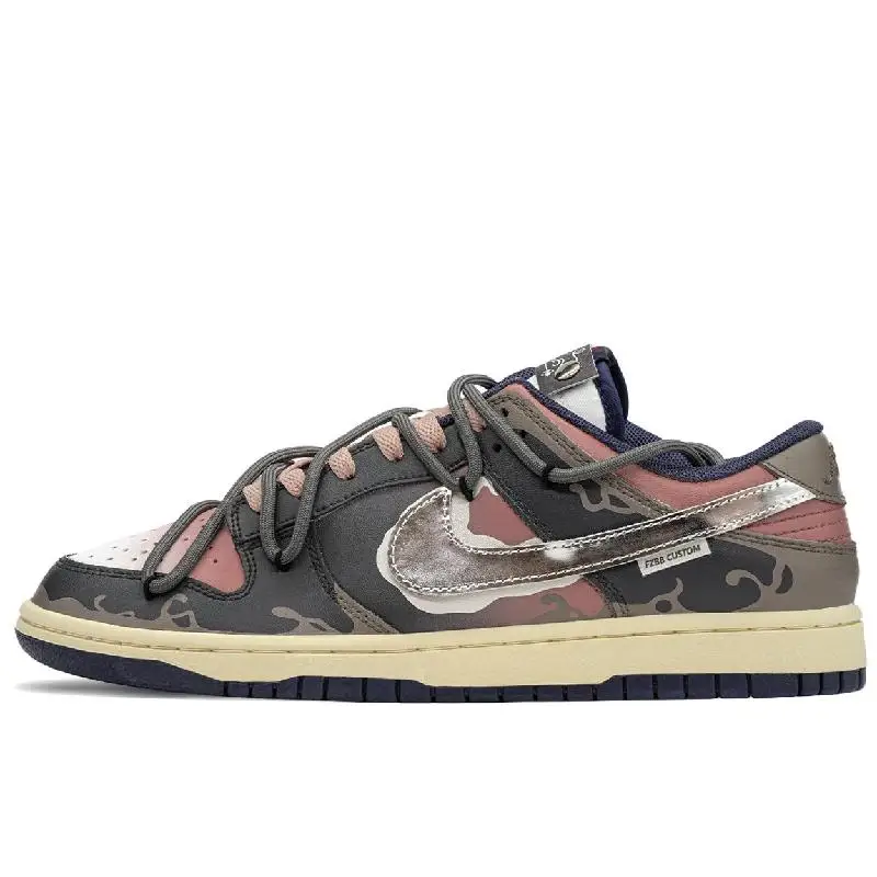 【Customize】Nike Dunk Skateboarding Shoes Men Low-top Gray/Silver Sneakers shoes FV8106-181