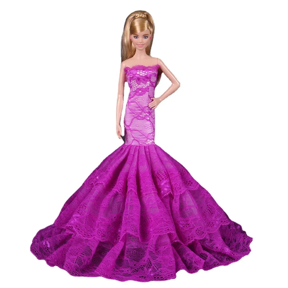 자수 발레 세트 웨딩 볼 원피스, 긴 피쉬테일 레이스 스커트, 30cm 1/6 Bjd 인형 소녀 장난감, 레이디 공주 드레스업, 1 개