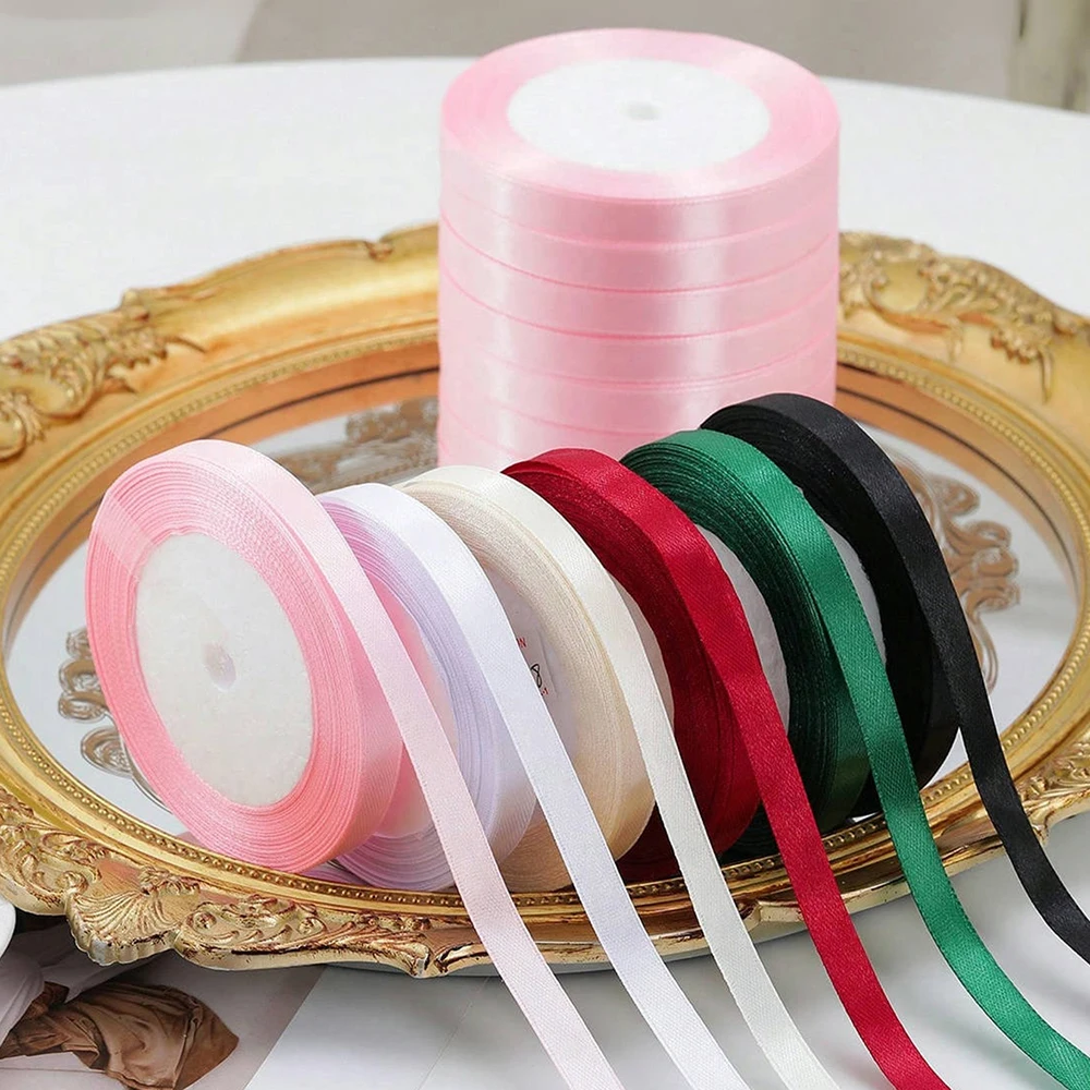 1 roll/5 rolls 0.6/1cm wide ribbon bow ribbon wedding ribbons decoration for gift packaging, gift box decoration, DIY craft