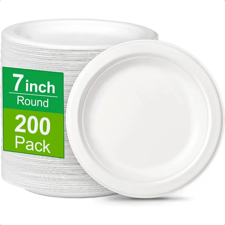 

Маленькие компостируемые тарелки, белые, 7 оптом, 200 шт. в упаковке, переработанные тарелки для детертного торта